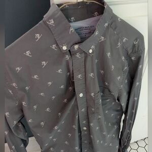 Banana Republic Luxe Poplin Untucked Slim Fit Skier Shirt Size Small